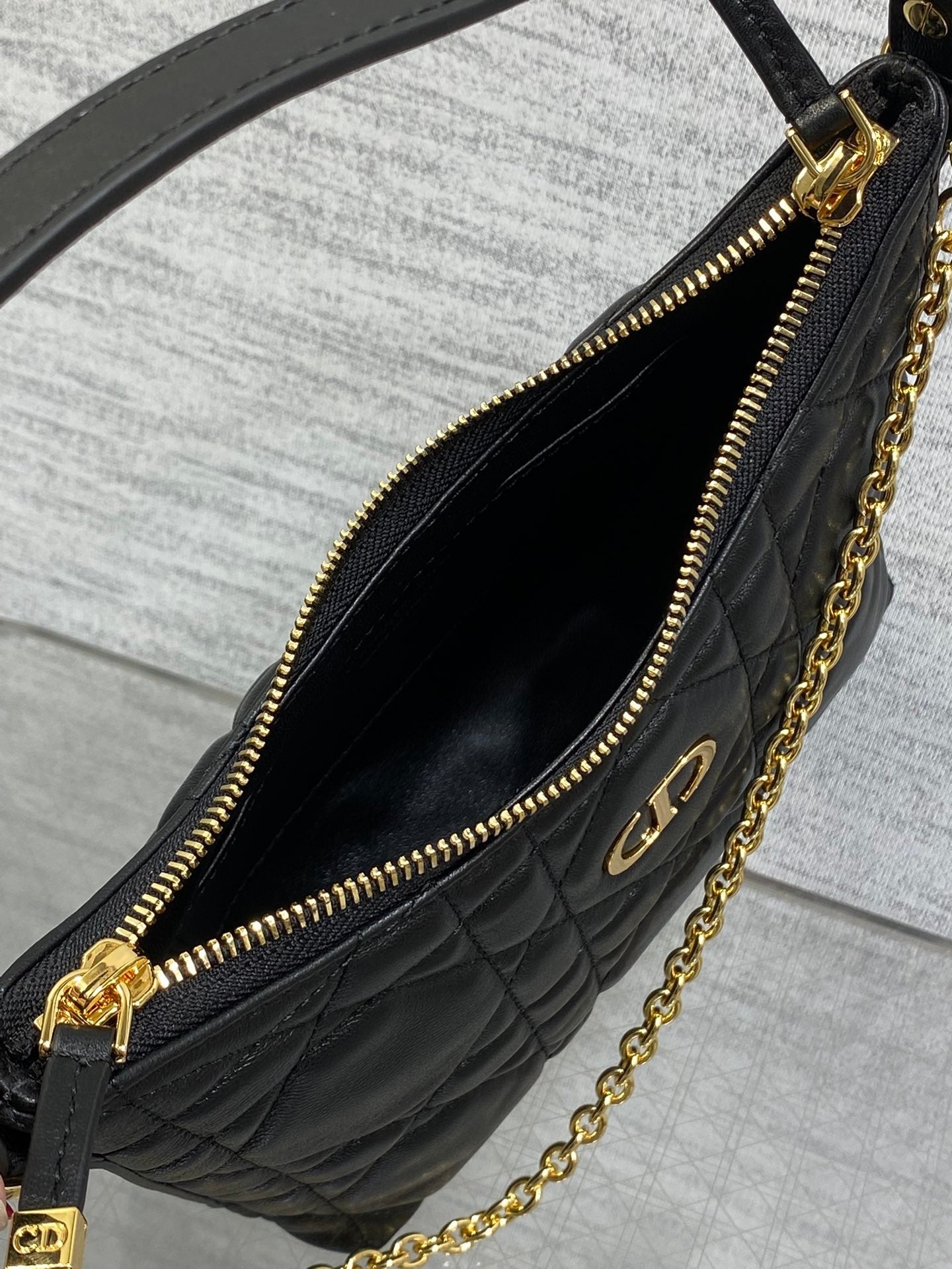 CD Shoulder Bag 19cm black lambskin GHW