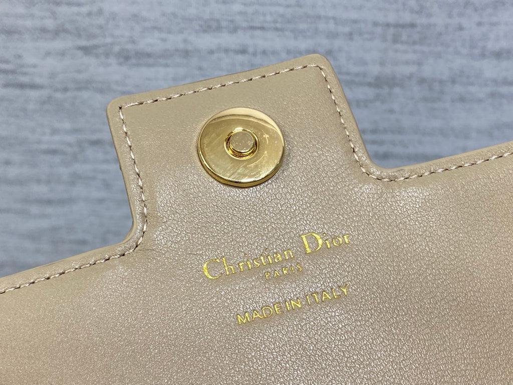 CD Pearl Chain Bag Beige 21cm Lambskin