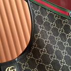 GG Giglio 26 Detachable Clutch Tote Bag 50cm Black Canvas Light Gold Hardware