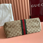 GG Giglio Detachable Clutch 35cm Beige Canvas Light Gold Hardware