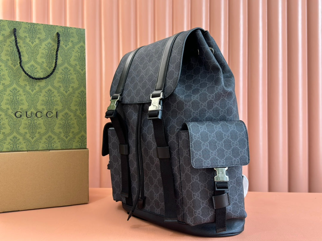 GG Side Pocket Backpack Black Supreme Canvas