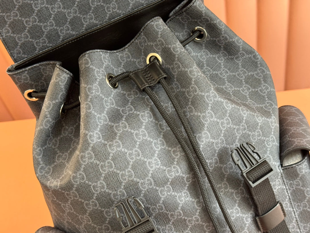 GG Side Pocket Backpack Black Supreme Canvas