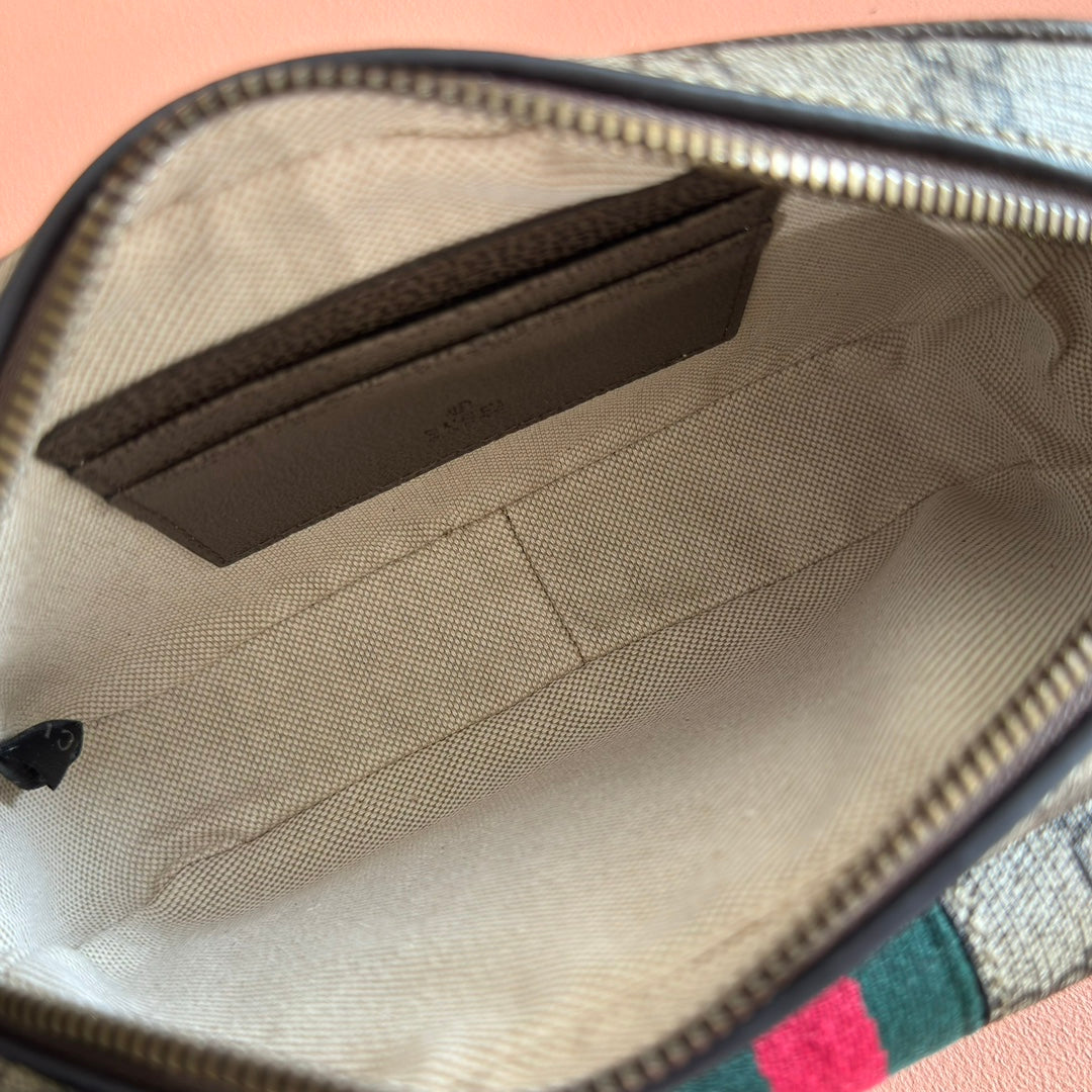 GG Ophidia GG Mini Handbag 20cm Grey and Brown Supreme Canvas