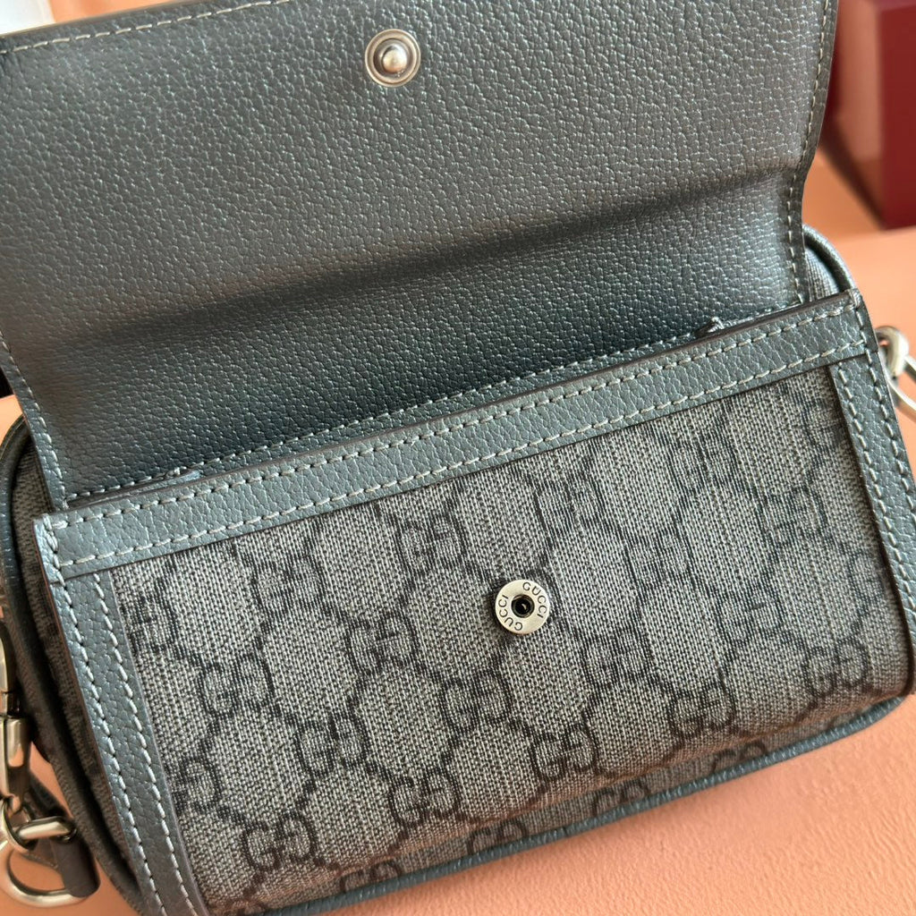 GG Ophidia GG Mini Handbag 20cm Dark Grey Supreme Canvas