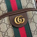 GG Ophidia GG Mini Handbag 12cm Grey and Brown Supreme Canvas