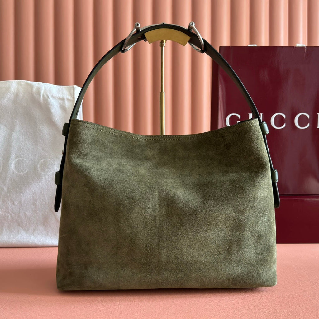 GG 25FW Beatrix Handbag 35cm Moss Green Suede SHW