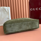 GG 25FW Beatrix Handbag 40cm Moss Green Suede SHW