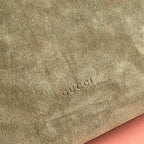 GG 25FW Beatrix Handbag 40cm Moss Green Suede SHW