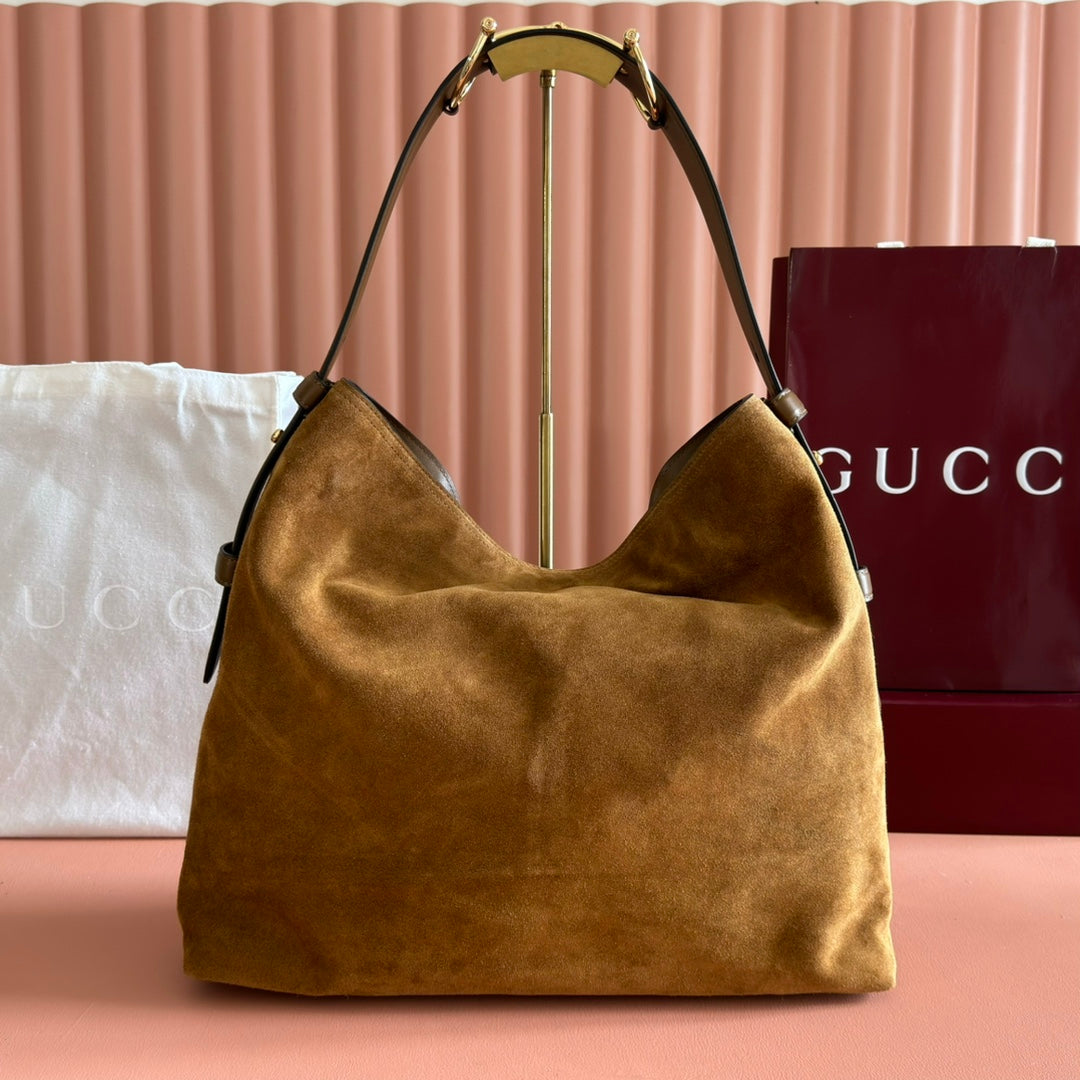 GG 25FW Beatrix Handbag 40cm Brown Suede GHW