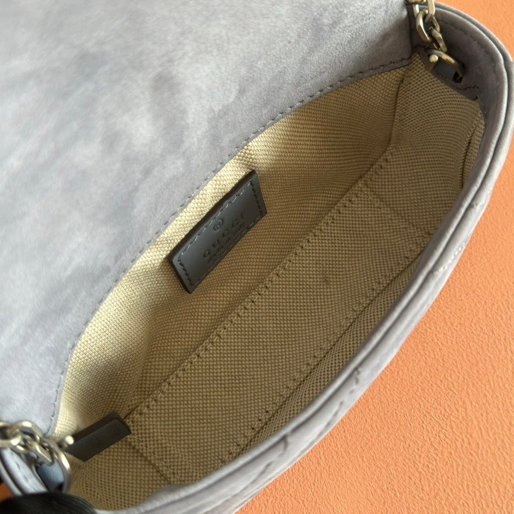 GG Marmont Double-G 16.5cm Gray Suede