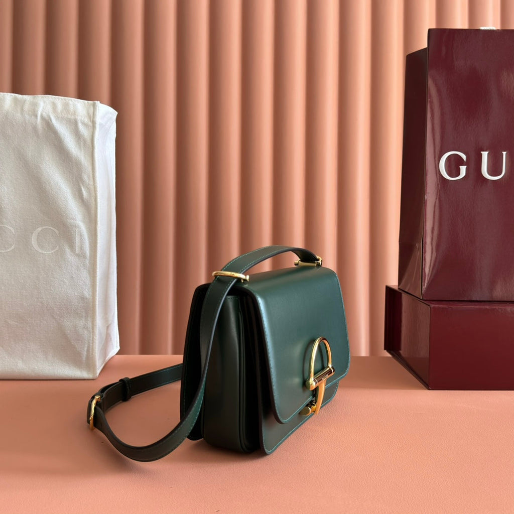 GG 25FW Siena Small Shoulder Bag 23cm Dark Green Calfskin GHW