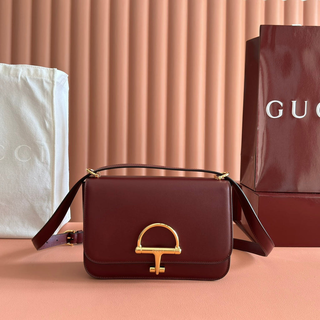 GG 25FW Siena Small Shoulder Bag 23cm Burgundy Calfskin GHW