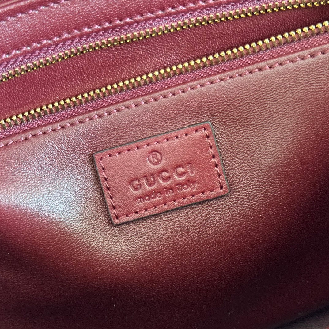 GG 25FW Siena Small Shoulder Bag 23cm Burgundy Calfskin GHW