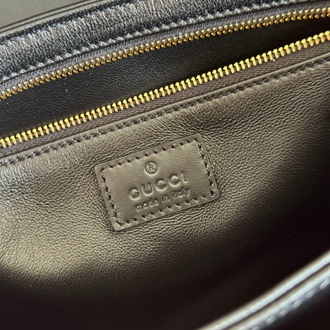 GG 25FW Siena Small Shoulder Bag 23cm Black Calfskin GHW