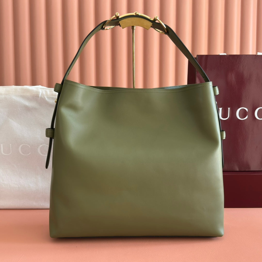 GG 25FW Beatrix Handbag 40cm Green Calfskin GHW