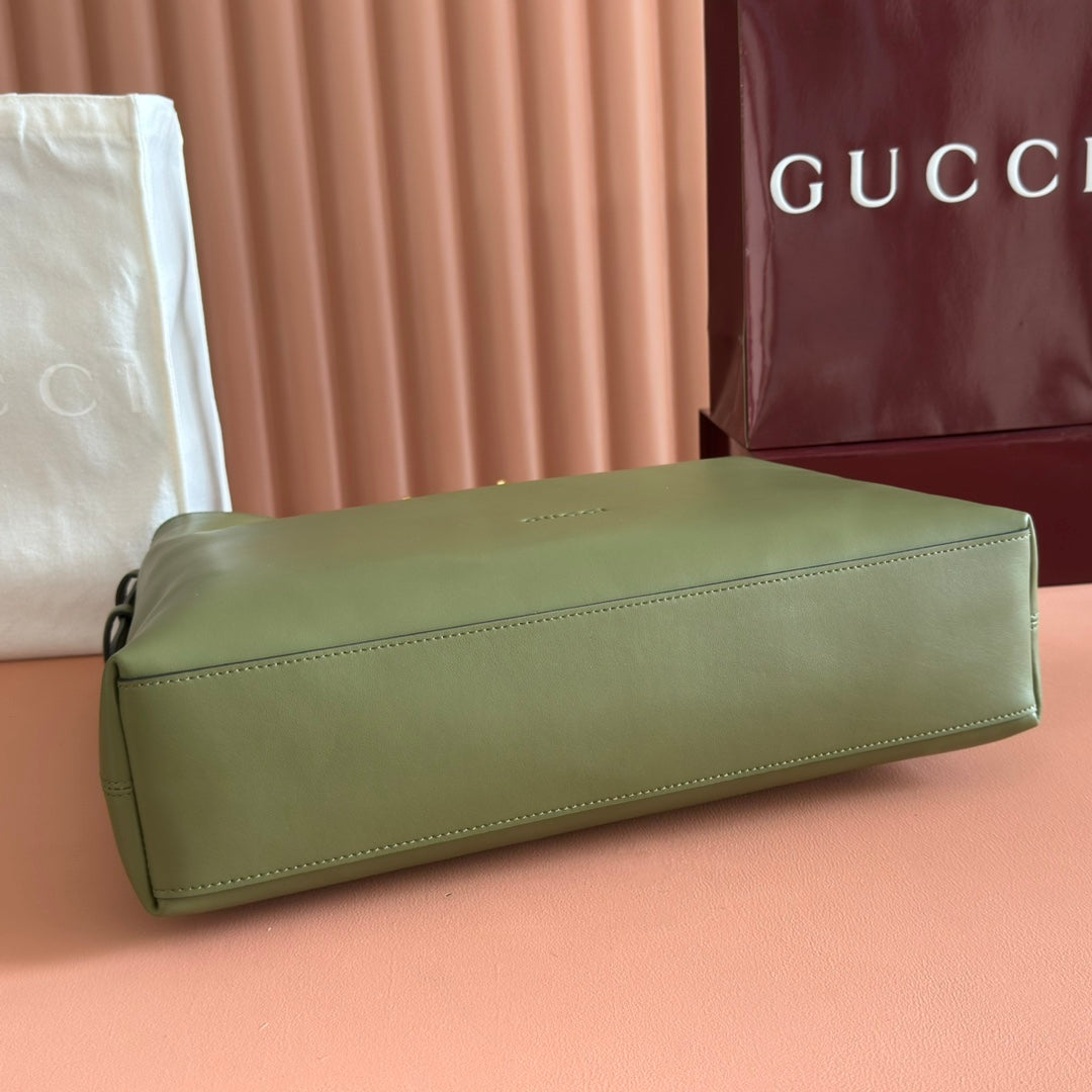 GG 25FW Beatrix Handbag 40cm Green Calfskin GHW