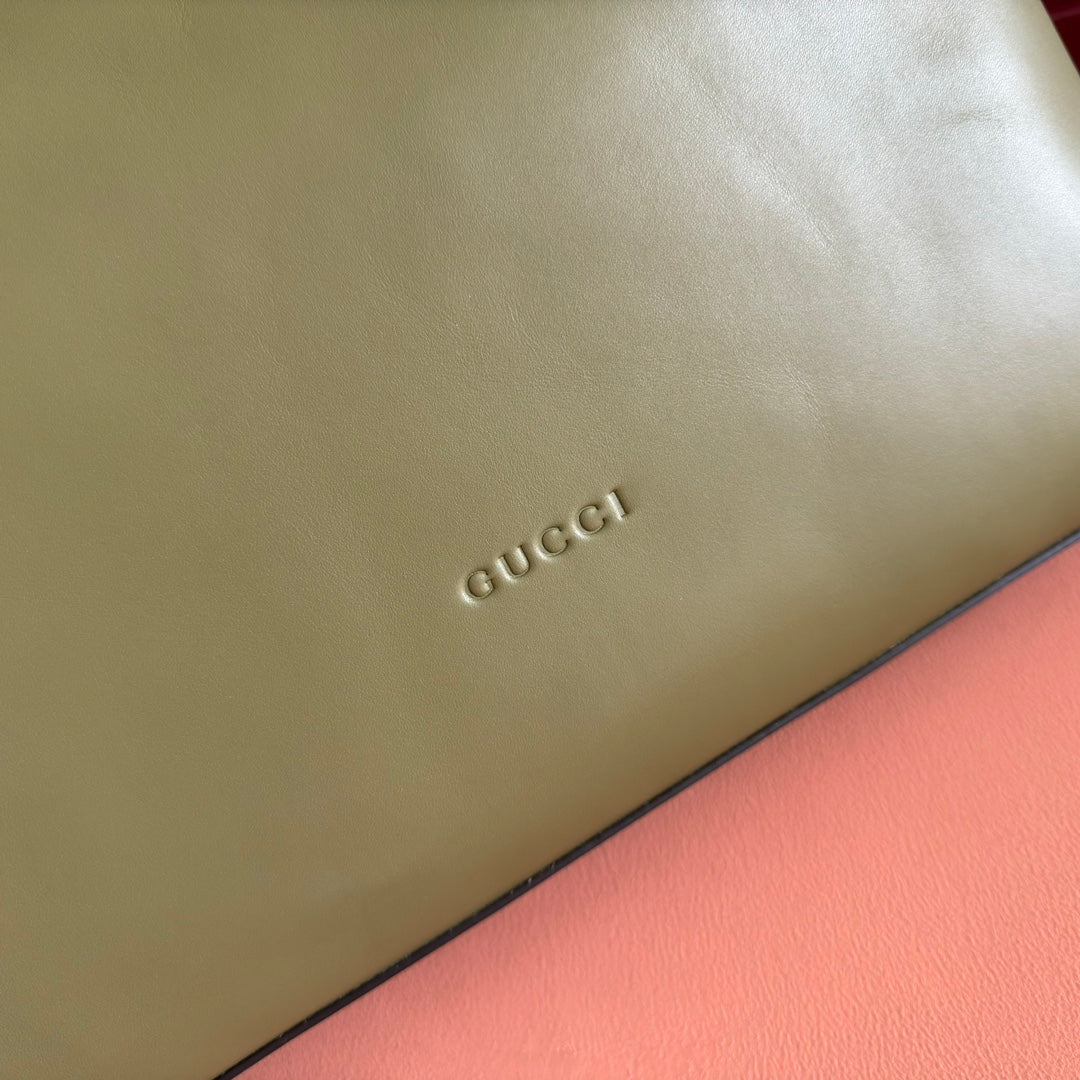 GG 25FW Beatrix Handbag 40cm Green Calfskin GHW