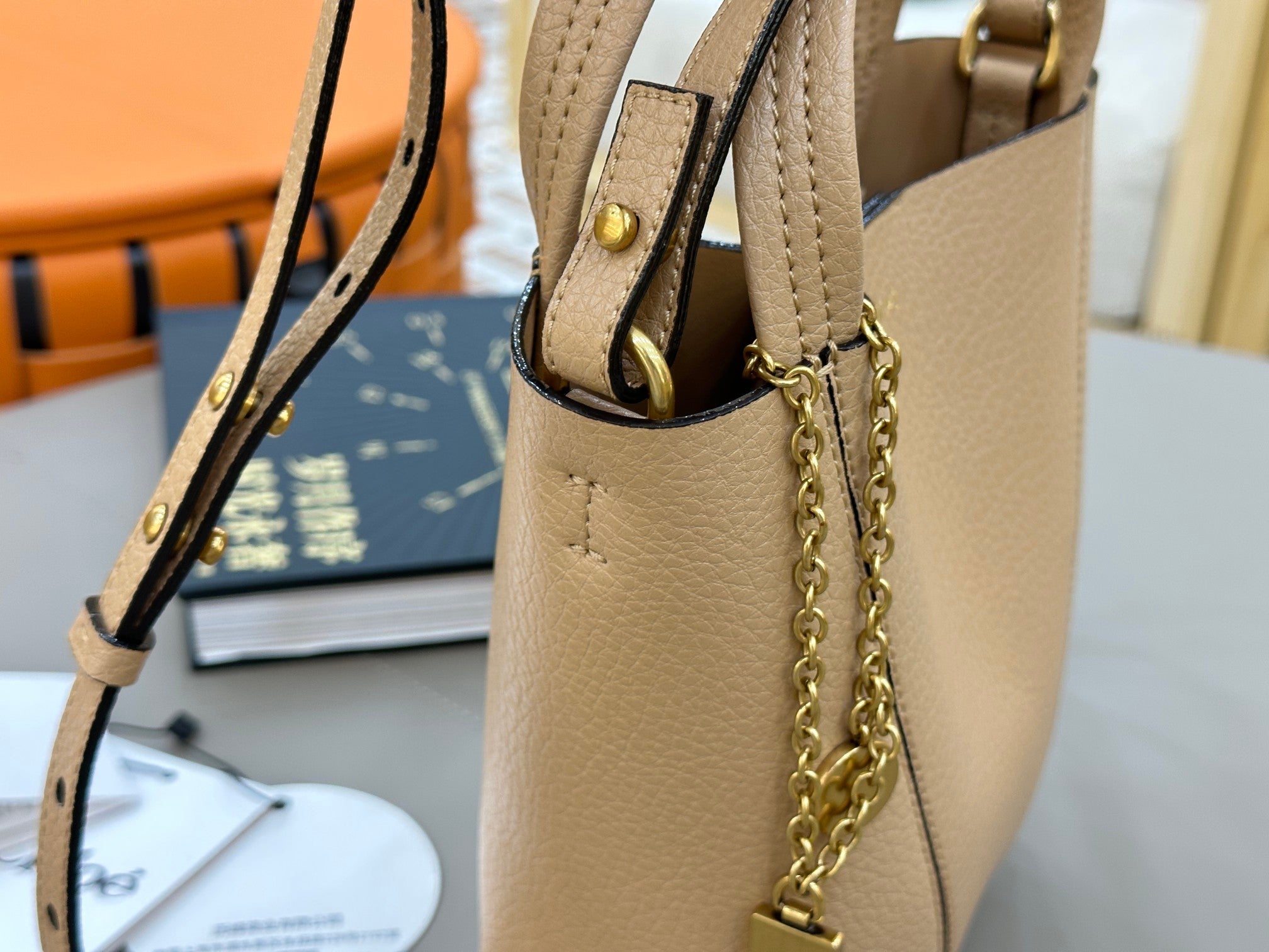 Chloe Spin Tote Bag Small 18cm Beige Calfskin 272304