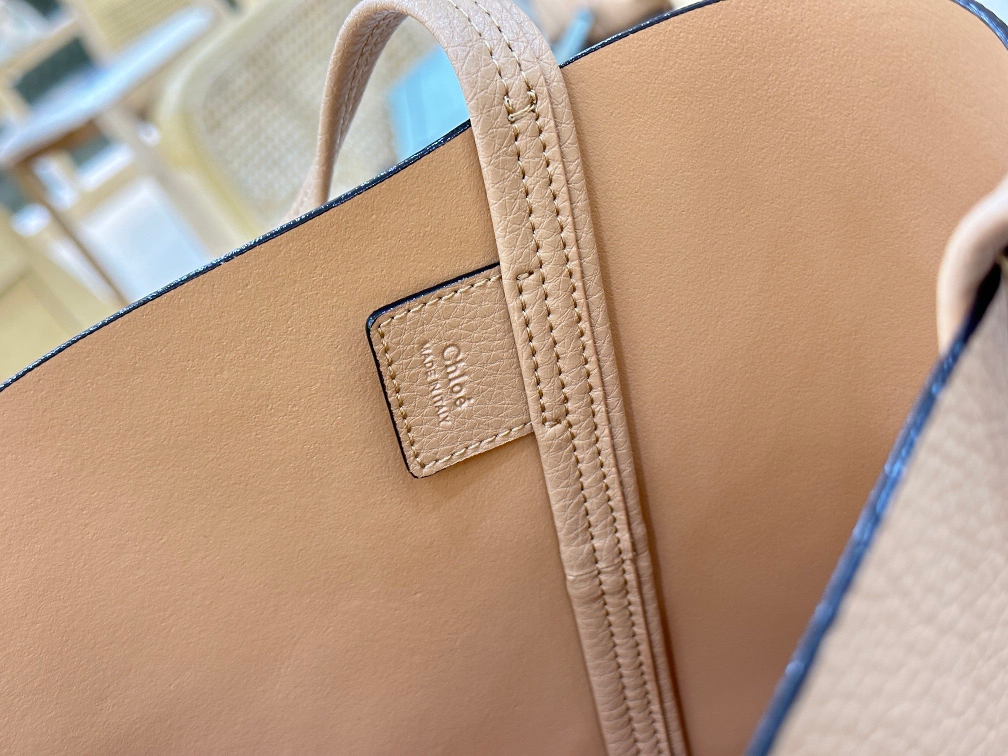 Chloe Spin Tote Bag Medium 27cm Beige Calfskin 272302