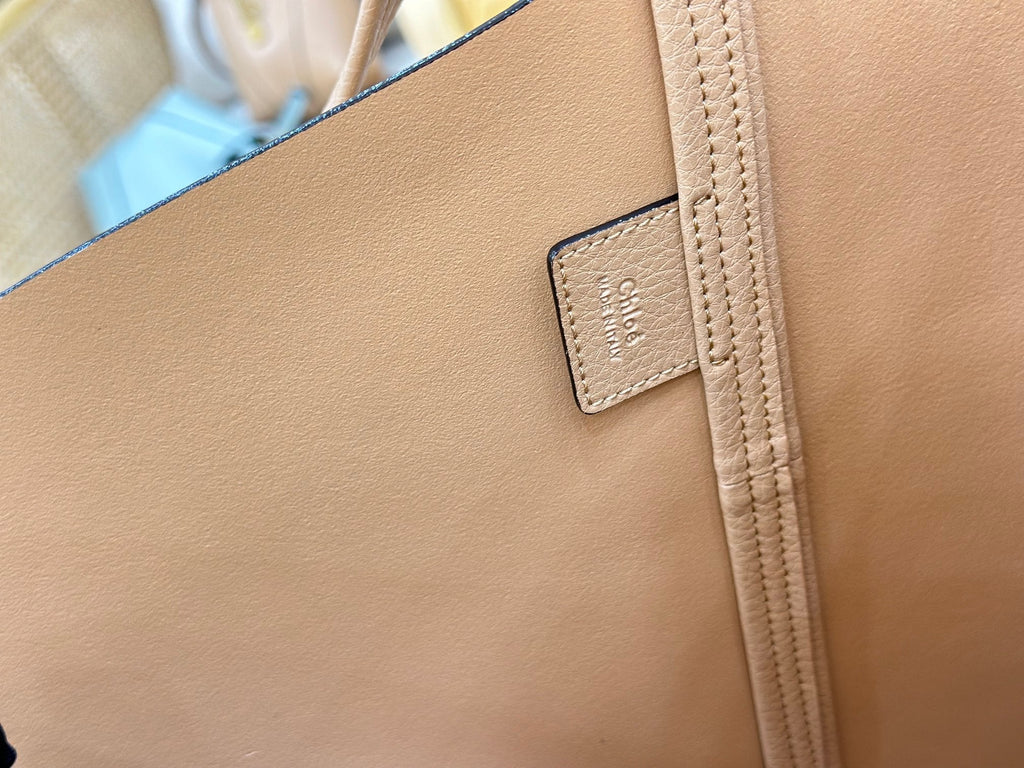 Chloe Spin Tote Bag Large 35cm Beige Calfskin 272300