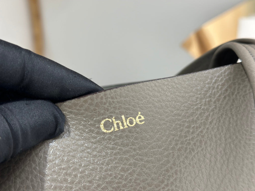 Chloe Spin Tote Bag Medium 27cm Grey Calfskin 272281