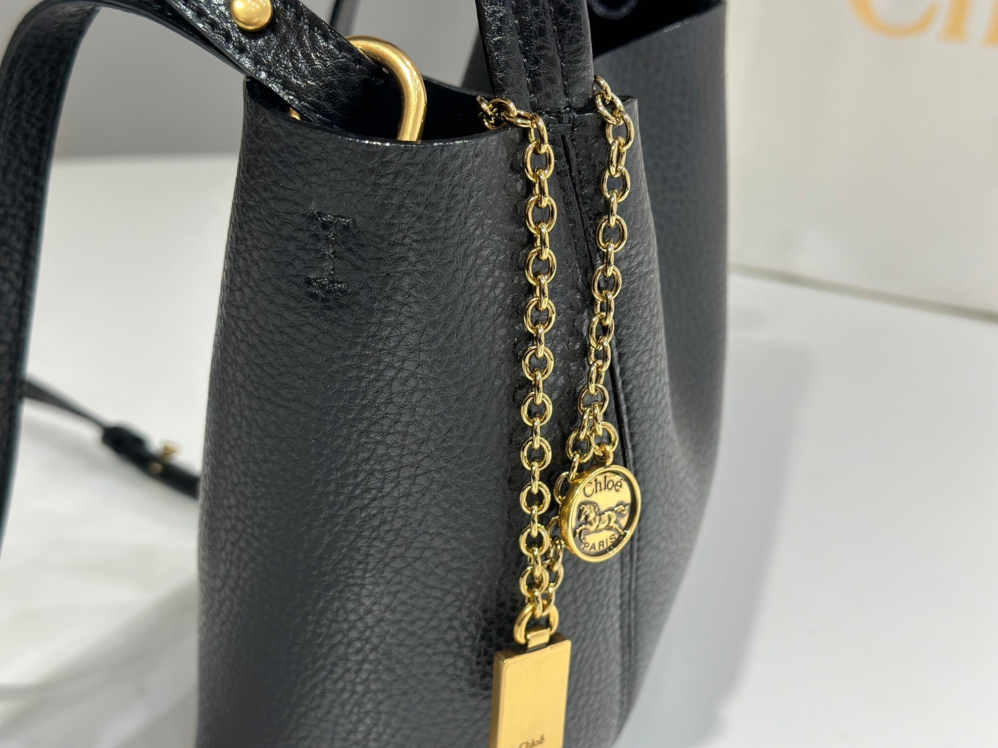 Chloe Spin Tote Bag Small 18cm Black Calfskin 272275