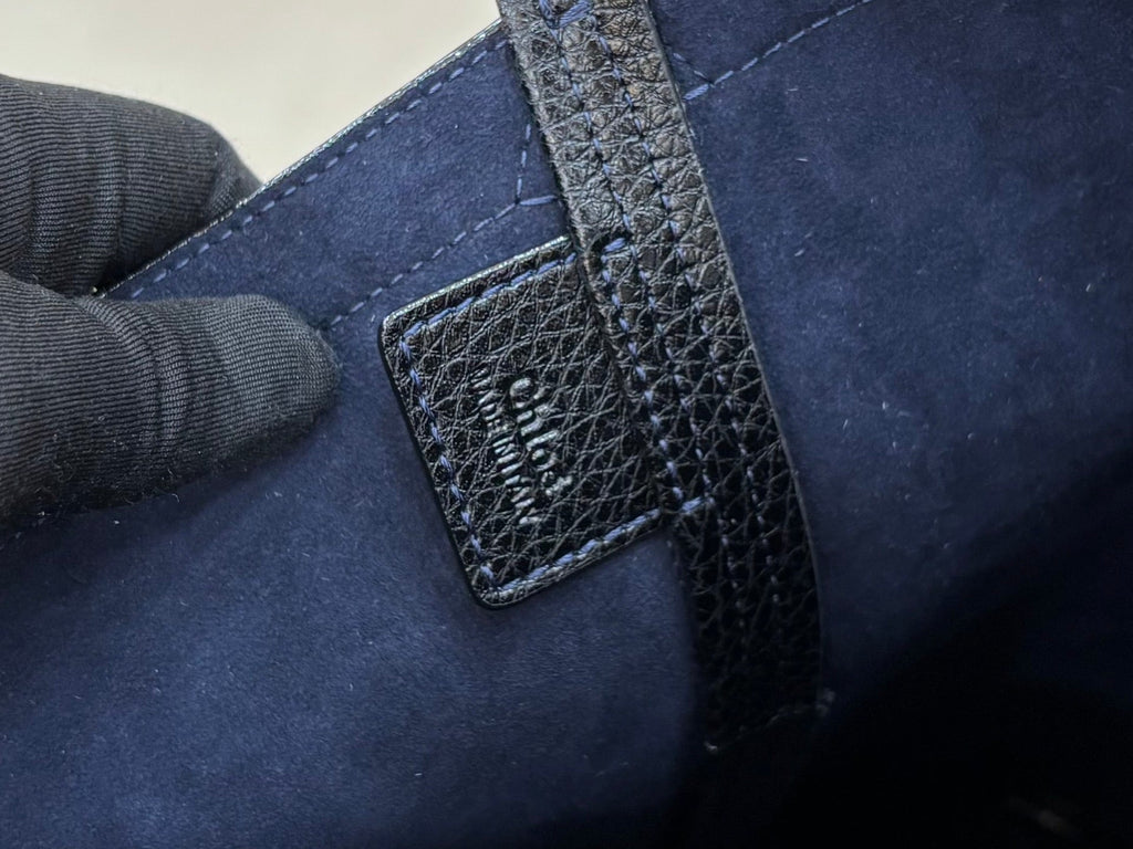 Chloe Spin Tote Bag Medium 27cm Blue Denim Calfskin 272224