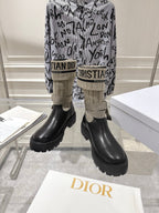 CD Short Stocking Riding Boots Taupe Black Cowhide 565791