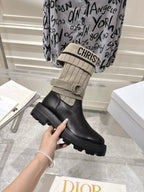 CD Short Stocking Riding Boots Taupe Black Cowhide 565791