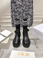 CD Short Stocking Riding Boots Black Cowhide 565789