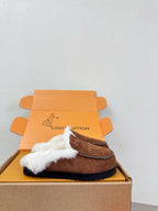 LV Lamb Wool Slippper Dark Brown Suede 566890