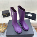 Chanel 26   Rain Boots Purple Sheepskin 476070