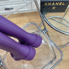 Chanel 26   Rain Boots Purple Sheepskin 476070