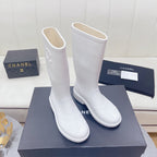 Chanel 26   Rain Boots White Sheepskin 476068