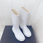 Chanel 26   Rain Boots White Sheepskin 476068