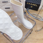 Chanel 26   Rain Boots White Sheepskin 476068