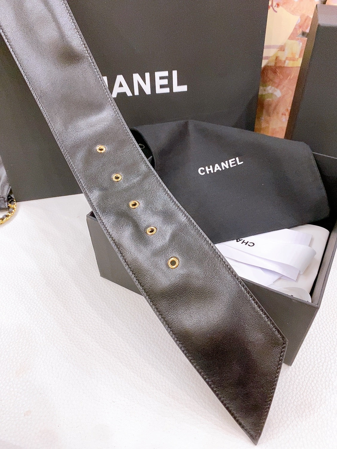 CC Gold Chain Buckle 40mm Black Lambskin 196575