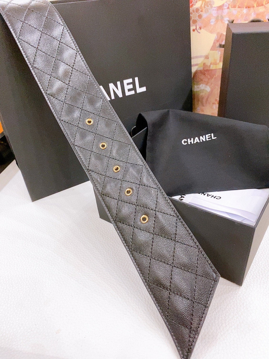 CC Gold Chain Buckle 40mm Black Lambskin 196574