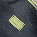 Loewe Puzzle Fold 22cm Handbag in Olive Green Glossy Calfskin 274165