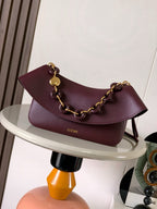 Loewe Ola Handbag Medium 26cm in Burgundy Silver Calfskin  274222