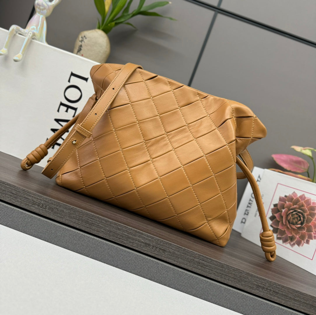 Loewe Flamenco Clutch Bag in Glossy Brown Lambskin 274261
