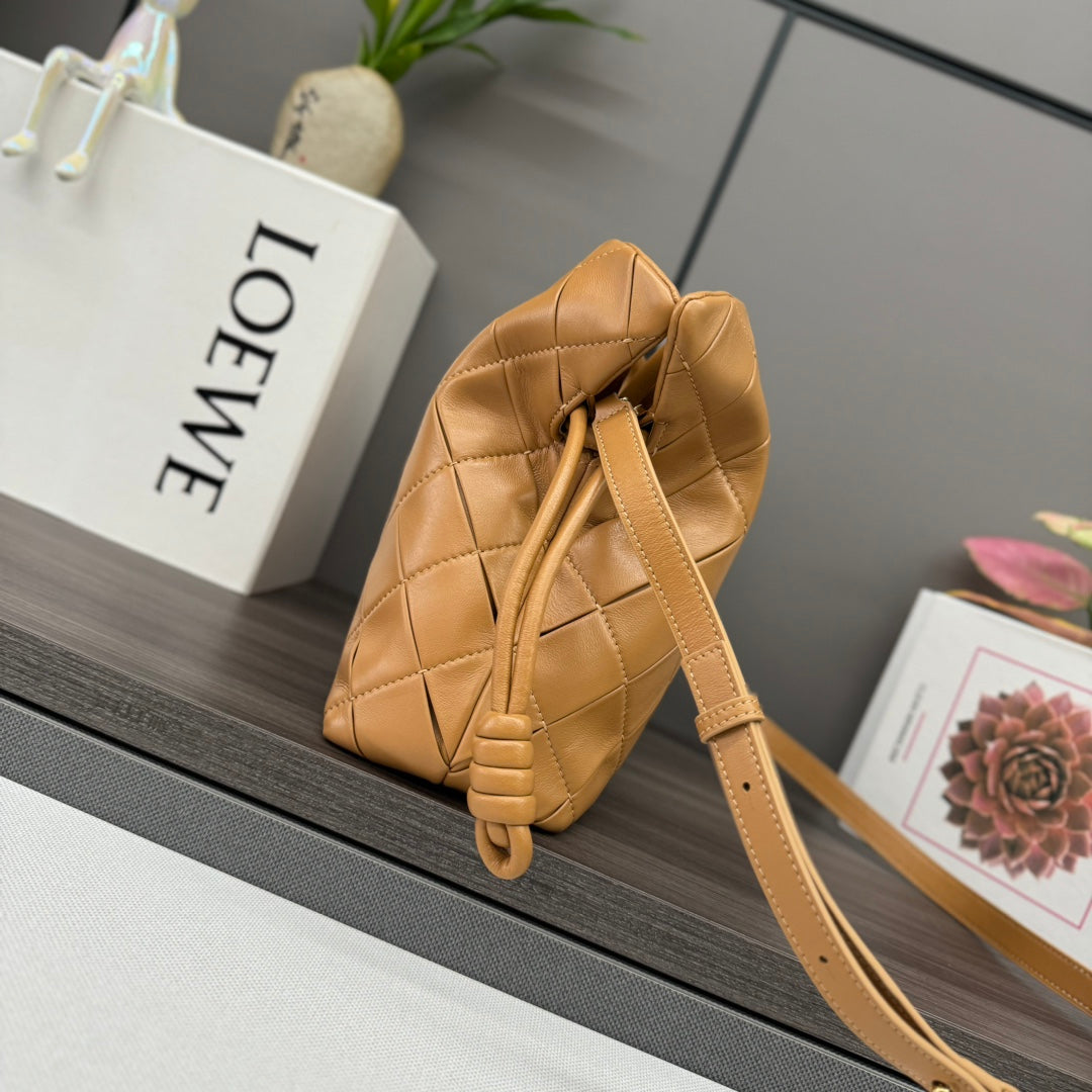Loewe Flamenco Clutch Bag in Glossy Brown Lambskin 274261
