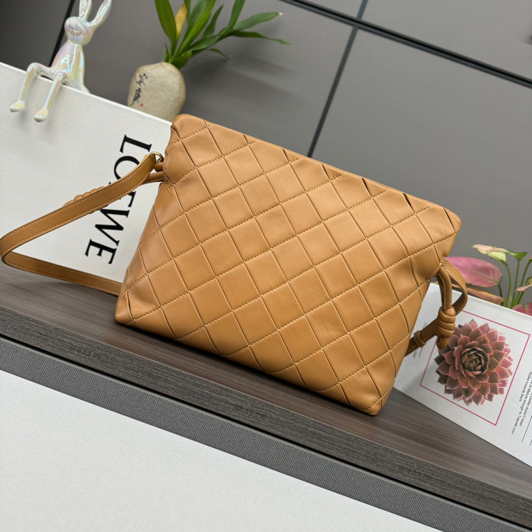 Loewe Flamenco Clutch Bag in Glossy Brown Lambskin 274261