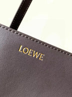 LOE 31 Medium Puzzle Fold Tote In Burgundy Mix Chocolate Glossy Cowhide 274321