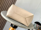 LOE 31 Medium Puzzle Fold Tote In Asphalt Beige/White Glossy Cowhide 274315