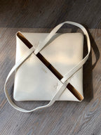 LOE 31 Medium Puzzle Fold Tote In Asphalt Beige/White Glossy Cowhide 274315
