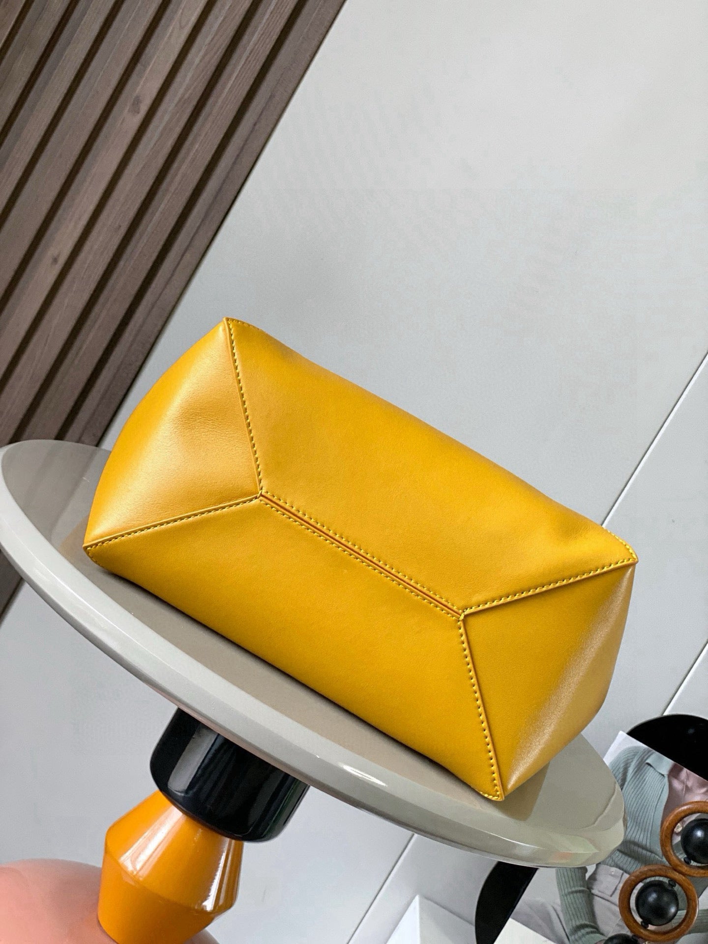 LOE 31 Medium Puzzle Fold Tote In Sunflower Butter Glossy Cowhide 274313