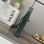 LOE Standard A5 Tote bag in Glossy Green Calfskin Leather 274271