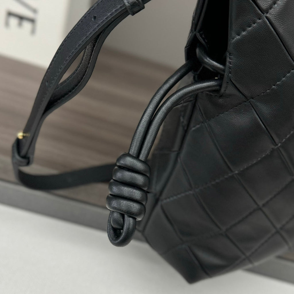 Loewe Flamenco Clutch Bag in Glossy Black Lambskin 274259