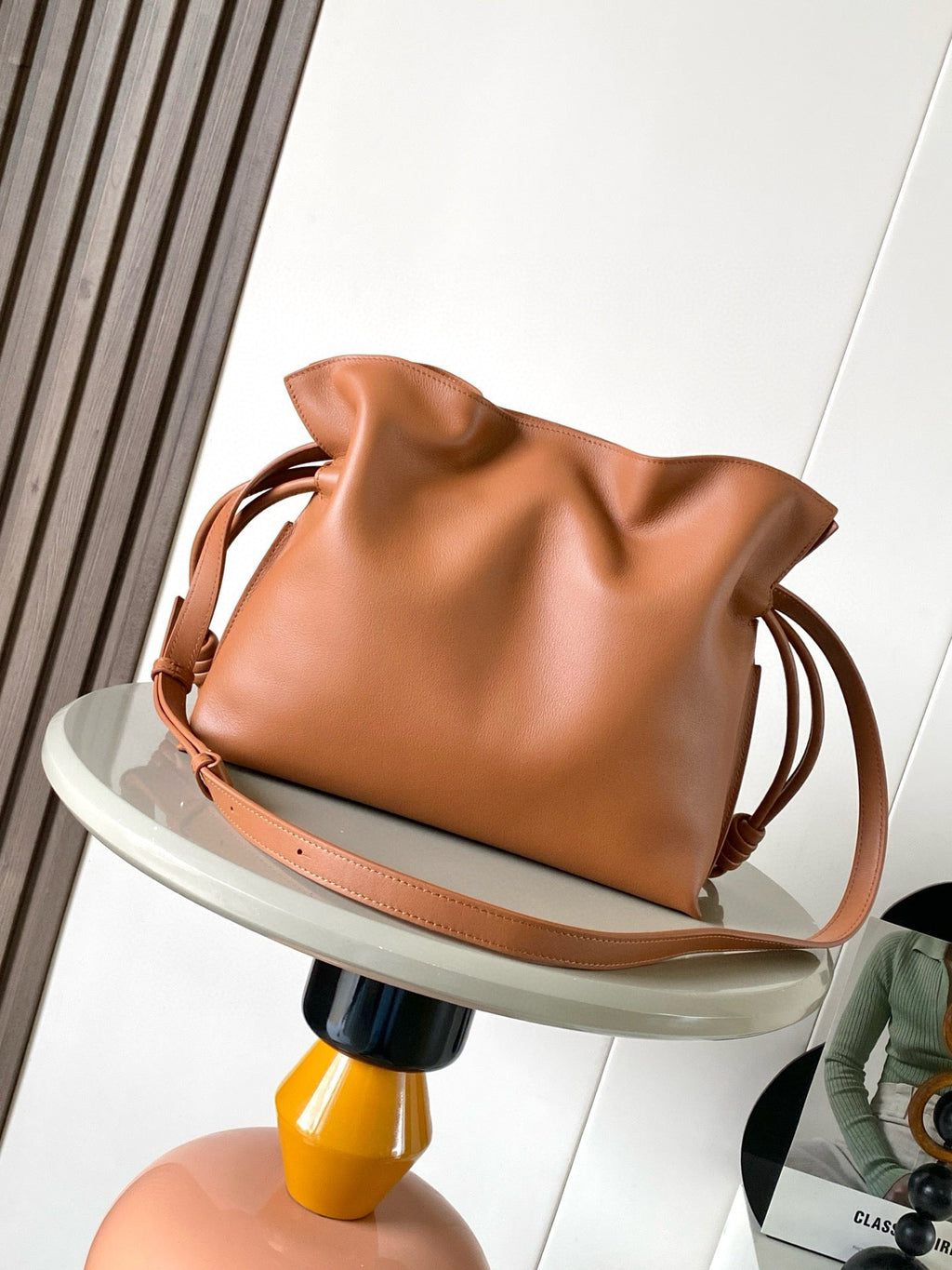 Loewe Flamenco Clutch Medium 30 Caramel Bright Green Nappa Lambskin